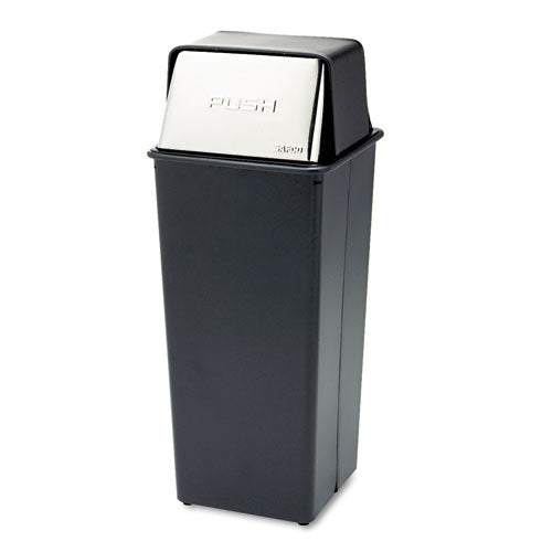 Reflections  Push Top Square Receptacle, 21 gal, Steel, Black/Chrome-(SAF9893)