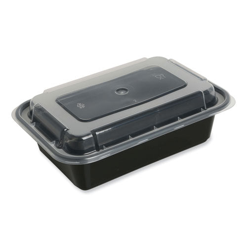 Food Container, 16 oz, 7.48 x 5.03 x 2.04, Black/Clear, Plastic, 150/Carton-(GENTORECT16)