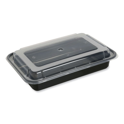 Food Container, 32 oz, 8.81 x 6.02 x 2.24, Black/Clear, Plastic, 150/Carton-(GENTORECT32)