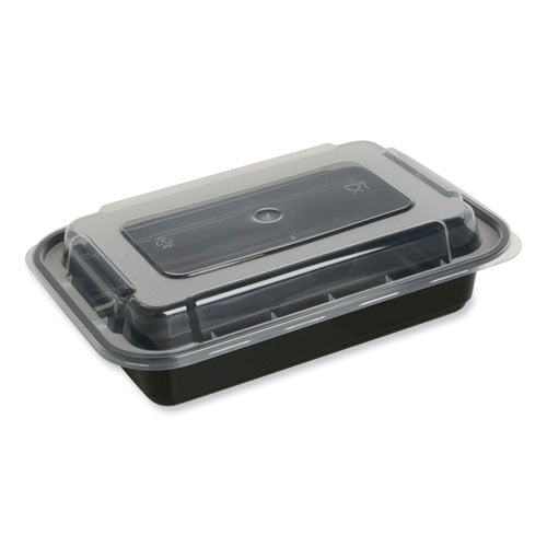 Food Container, 24 oz, 7.48 x 5.03 x 2.48, Black/Clear, Plastic, 150/Carton-(GENTORECT24)