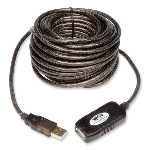 USB 2.0 Active Extension Cable, A to A (M/F), 16 ft, Black-(TRPU026016)