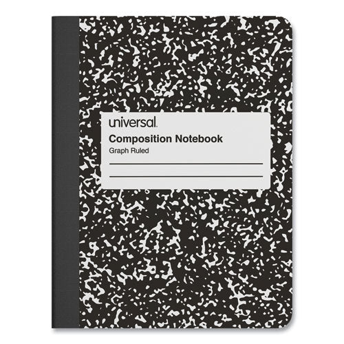 Quad Rule Composition Book, Quadrille Rule (4 sq/in), Black Marble Cover, (100) 9.75 x 7.5 Sheets-(UNV20950)