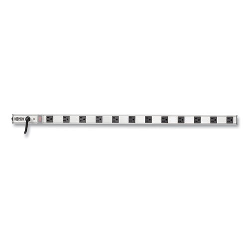 Vertical Power Strip, 12 Outlets, 15 ft Cord, Silver-(TRPPS3612)