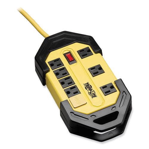 Power It! Safety Power Strip with GFCI Plug, 8 Outlets, 12 ft Cord, Yellow/Black-(TRPTLM812GF)