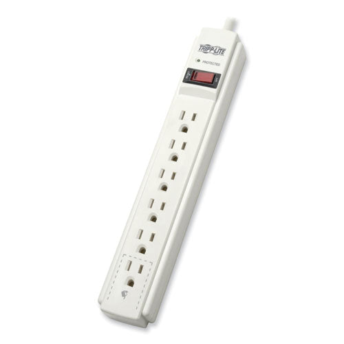 Protect It! Surge Protector, 6 AC Outlets, 6 ft Cord, 790 J, Light Gray-(TRPTLP606)