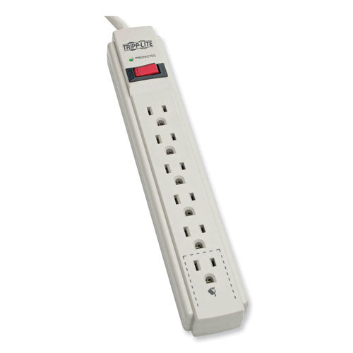 Protect It! Surge Protector, 6 AC Outlets, 15 ft Cord, 790 J, Light Gray-(TRPTLP615)