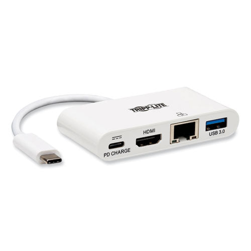 4K Dock with Charging and Ethernet, USB C/4K HDMI/USB A/PD Charging, White-(TRPU44406NH4GUC)