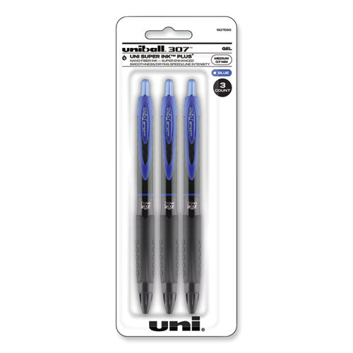 307 Gel Pen, Retractable, Medium 0.7 mm, Blue Ink, Blue Barrel, 3/Pack-(UBC1927593)