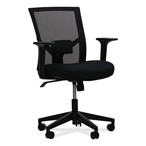 Mesh Back Fabric Task Chair, Supports Up to 275 lb, 17.32" to 21.1" Seat Height, Black Seat, Black Back-(ALEWS42B17)