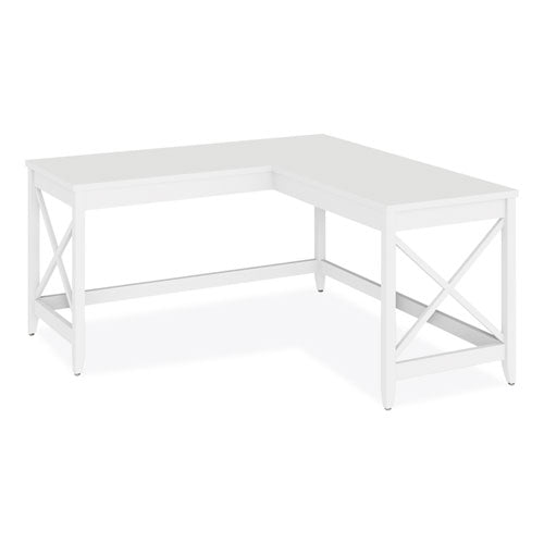 L-Shaped Farmhouse Desk, 58.27" x 58.27" x 29.53", White-(ALEWSF5959WT)