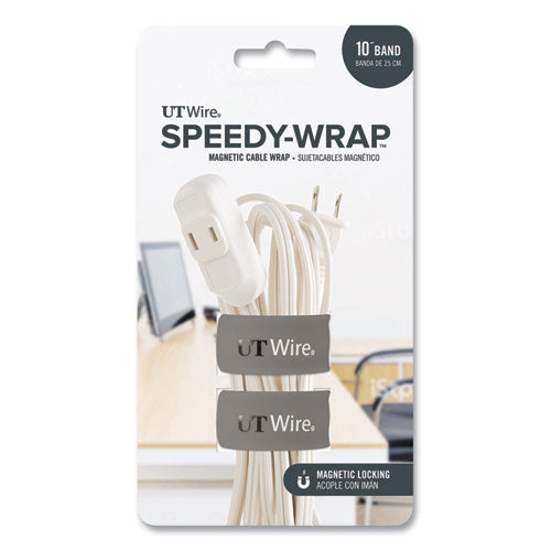 Speedy-Wrap Magnetic Cable Wrap, 0.82" x 10", Gray, 2/Pack-(RBOUTWSWM2GY)