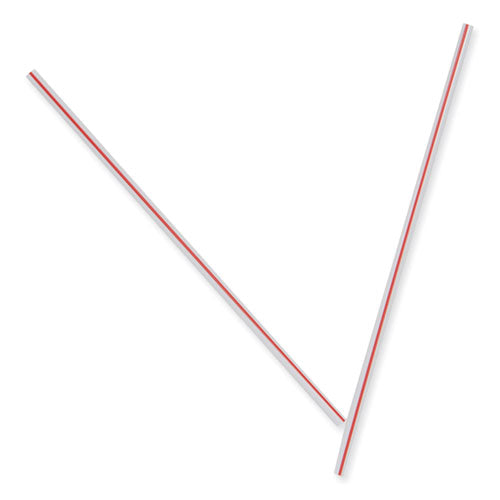 Unwrapped Hollow Stir-Straws, 5.5", Plastic, White/Red Stripe, 1,000/Box, 10 Boxes/Carton-(DXEHS551)