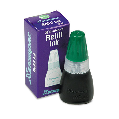 Refill Ink for Xstamper Stamps, 10 mL Bottle, Green-(XST22114)