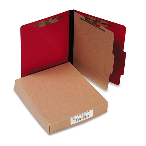 ColorLife PRESSTEX Classification Folders, 2" Expansion, 1 Divider, 4 Fasteners, Letter Size, Executive Red Exterior, 10/Box-(ACC15649)