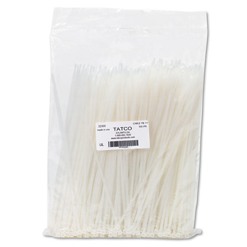 Nylon Cable Ties, 11 x 0.19, 50 lb, Natural, 500/Pack-(TCO22300)