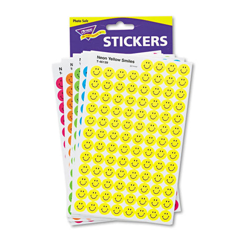 SuperSpots and SuperShapes Sticker Variety Packs, Neon Smiles, Assorted Colors, 2,500/Pack-(TEPT1942)