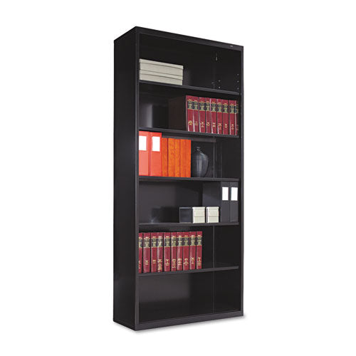 Metal Bookcase, Six-Shelf, 34.5w x 13.5d x 78h, Black-(TNNB78BK)