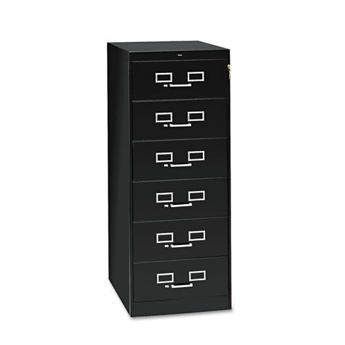 Six-Drawer Multimedia/Card File Cabinet, Black, 21.25" x 28.5" x 52"-(TNNCF669BK)