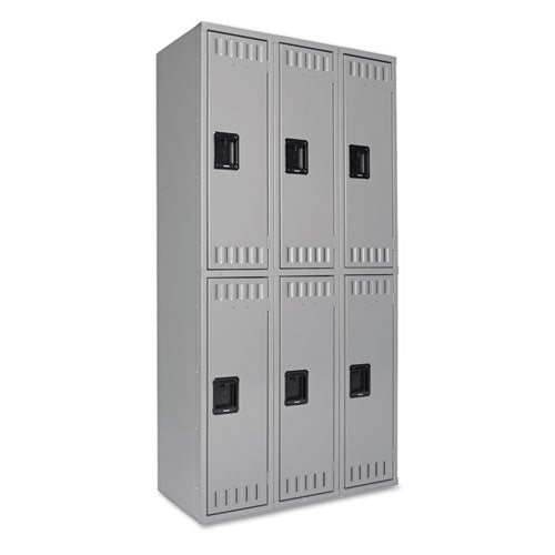 Double Tier Locker, Triple Stack, 36w x 18d x 72h, Medium Gray-(TNNDTS121836CMG)