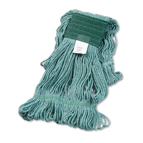 Super Loop Wet Mop Head, Cotton/Synthetic Fiber, 5" Headband, Medium Size, Green, 12/Carton-(BWK502GNCT)