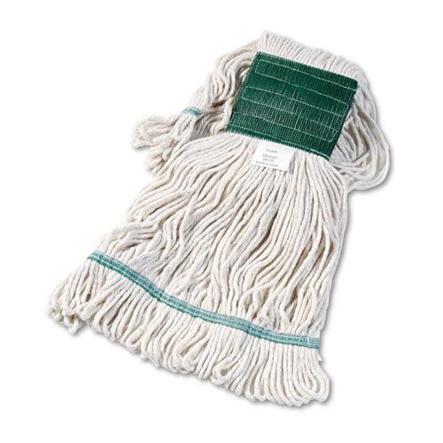 Super Loop Wet Mop Head, Cotton/Synthetic Fiber, 5" Headband, Medium Size, White-(BWK502WHEA)