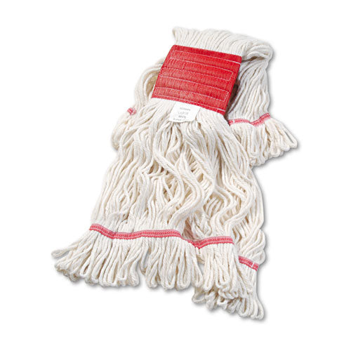 Super Loop Wet Mop Head, Cotton/Synthetic Fiber, 5" Headband, Large Size, White-(BWK503WHEA)