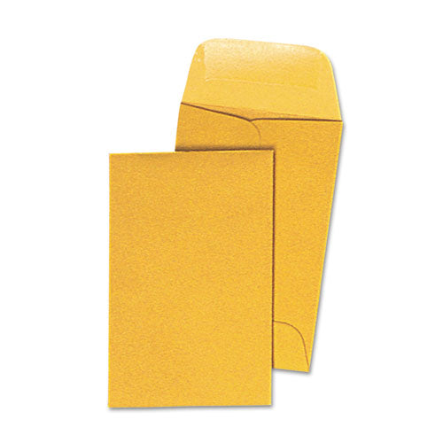 Kraft Coin Envelope, #1, Round Flap, Gummed Closure, 2.25 x 3.5, Light Brown Kraft, 500/Box-(UNV35300)